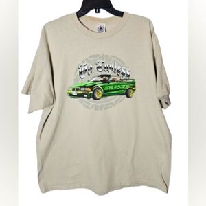 Vintage Beige Green Convertible "Go Topless" Graphic Tee Size XL *See Flaws